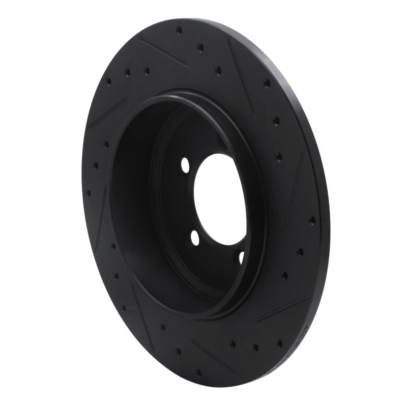 Lincoln Aviator Brake Rotor (1) - Rear Left - R1 Concepts - Drilled & Slotted - Black - `03-`05